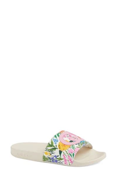 X Ken Scott Pursuit Floral Print Slide Sandal In White